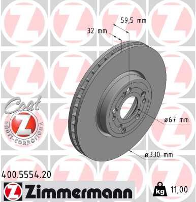 167 421 06 01 ZI BRAKE DISCS FRONT - 5554 # ZIMMERMANN 400.5554.20