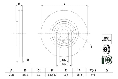T4A2342 BH BRAKE DISCS RR L560/FPACE X761 - BOSCH