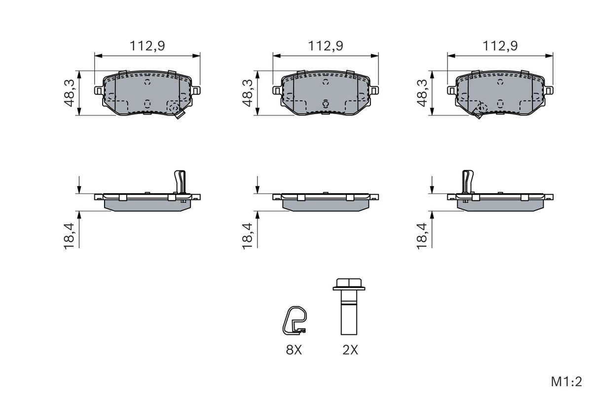 3888.2 BH BRAKE PADS REAR X-Class G 2018>> # BOSCH 0 986 460 187