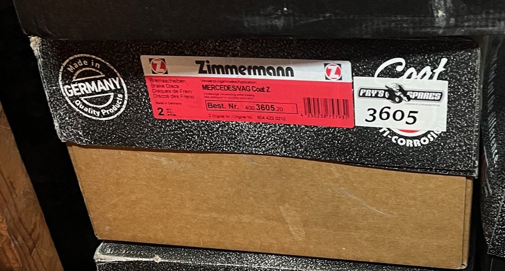 904 423 03 12 BRAKE DISC REAR 3605 SPRINTER 285X22mm ZIMMERMANN 400.3605.20