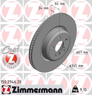 34 21 6 860925MSPORT BRAKE DISC REAR 345mm X3G01 + M Sport - 2946.32 ZIMMERMANN 150.2946.32