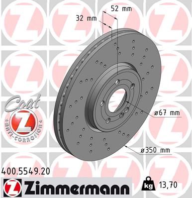 177 421 10 00 ZI BRAKE DISCS FRONT - 5549 # ZIMMERMANN 400.5549.20