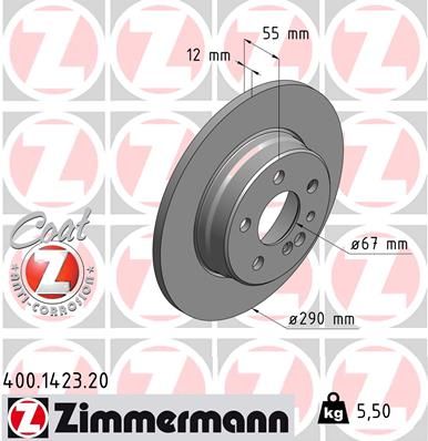 140 423 06 12 ZI REAR DISC ZIMMERMANN 400.1423.20