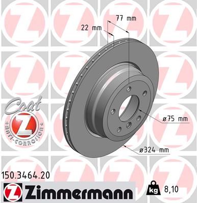 34 21 6 778649 ZI BRAKE DISC REAR  324MM 135I 123D E88/E82 - 3464 ZIMMERMANN 150.3464.20