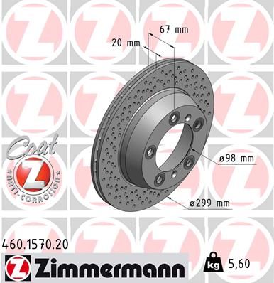 460.1570.20 ZI BRAKE DISC REAR  BOXSTER - 1570 # ZIMMERMANN 460.1570.20