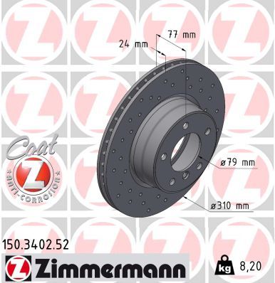 34 11 6 764021 ZI FRONT DISC E60 3402 ZIMMERMANN 150.3402.20