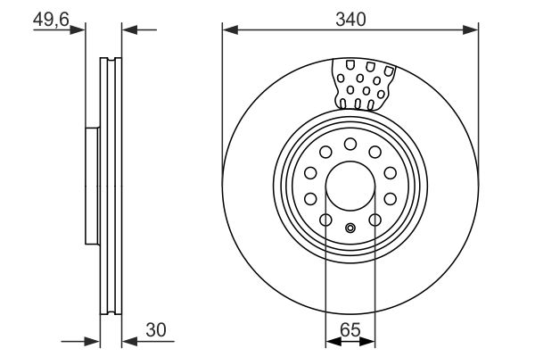 1K0 615 301AD BH BRAKE DISC FRONT 340MM - 3243 # BOSCH 0 986 479 C90