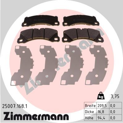 25007.168.1 PORSCHE FRONT BRAKE DISC ZIMMERMANN