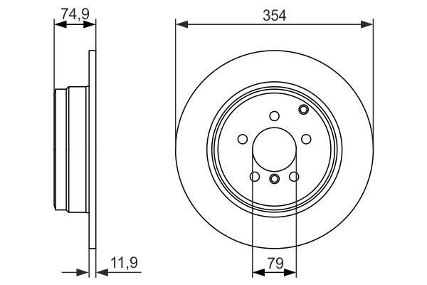 SDB000211 BH BRAKE DISC REAR  R/R >6A # BOSCH 0 986 479 612