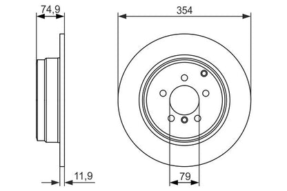 SDB000211 BH BRAKE DISC REAR  R/R >6A # BOSCH 0 986 479 612