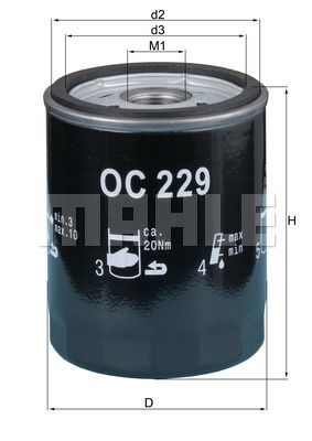 993 107 203 02 OIL FILTER SECONDARY 993 911 MAHLE OC 229
