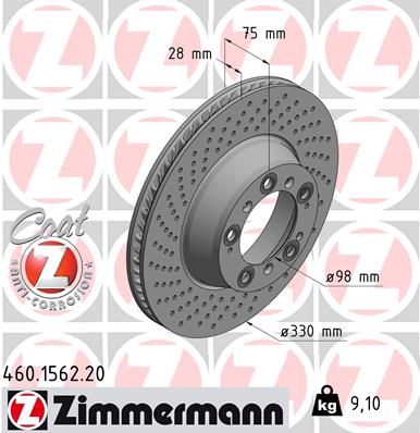 460.1562.20 ZI BRAKE DISC LHR - 1562 # ZIMMERMANN 460.1562.20
