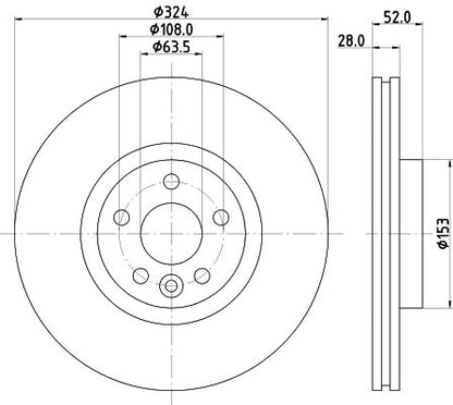 610.3729.20 BRAKE DISC FRONT 324MM XC60 VOLVO - 3729 # HELLA 8DD 355 126-661