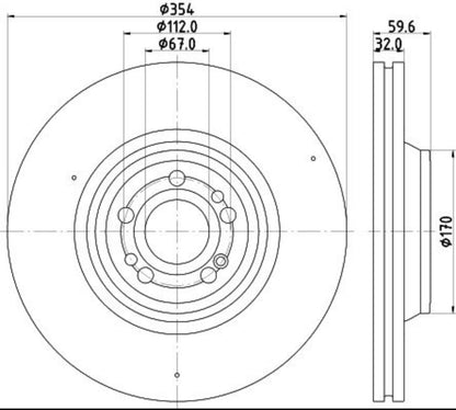 167 421 07 01 BRAKE DISC FR Ø354mm AMG GLE400d - 5555 # HELLA 355.132-221