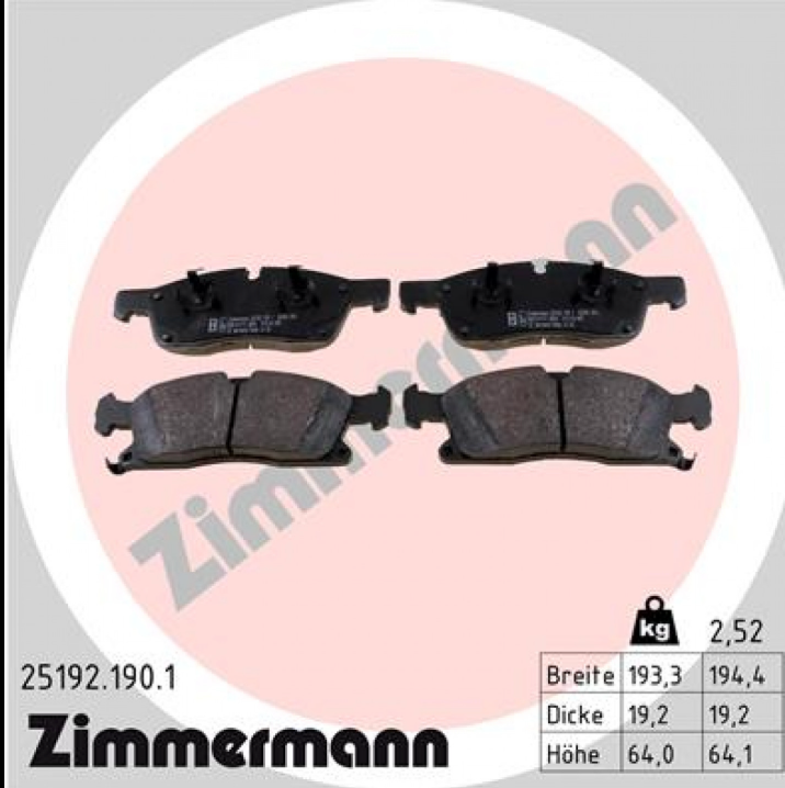 7282.2 ZI BRAKE PADS FRONT W166  25192.190.1