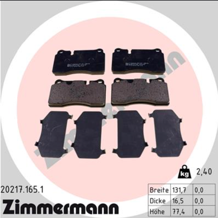 4837.2 ZI BRAKE PADS FRONT RANGE ROVER SPORT BORG 20217.165.1
