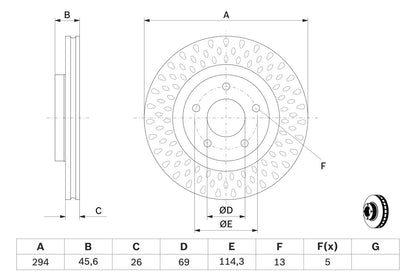 380.2111.20 BRAKE DISC FRONT - 4008 # BOSCH 355.115-911