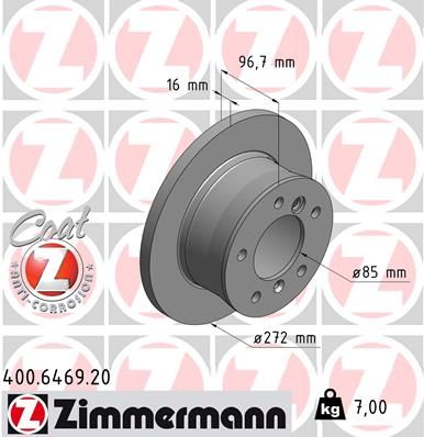 902 423 04 12 ZI BRAKE DISC REAR 272MM - 6469 # ZIMMERMANN 400.6469.00