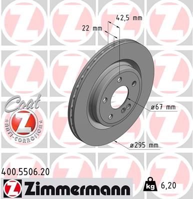 246 423 08 12 ZI BRAKE DISC REAR - 5506 ZIMMERMANN 400.5506.20