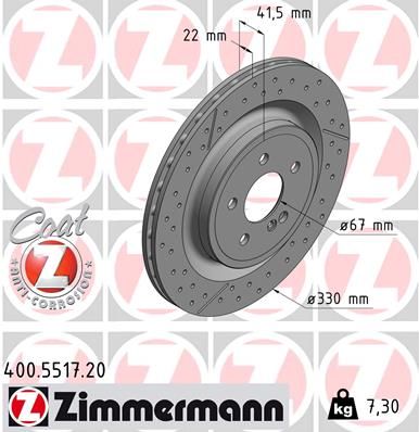 172 423 01 12 ZI BRAKE DISC REAR A45 AMG 330mm - 5517 ZIMMERMANN 400.5517.20