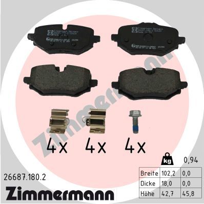 26687.180.2 ZI BRAKE PADS REAR U11 # ZIMMERMANN 26687.180.2