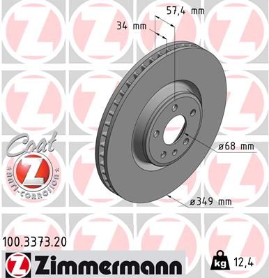 80A 615 301G ZI BRAKE DISC FRONT SQ5 350MM - 3373 # ZIMMERMANN 100.3373.20