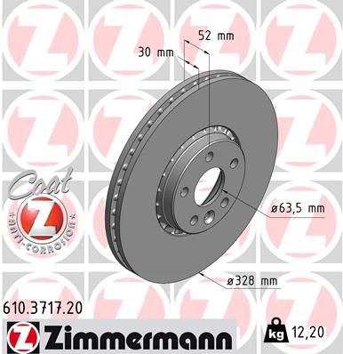 610.3717.20 ZI BRAKE DISC FRONT 328MM XC60 VOLVO - 3717 ZIMMERMANN 610.3717.20