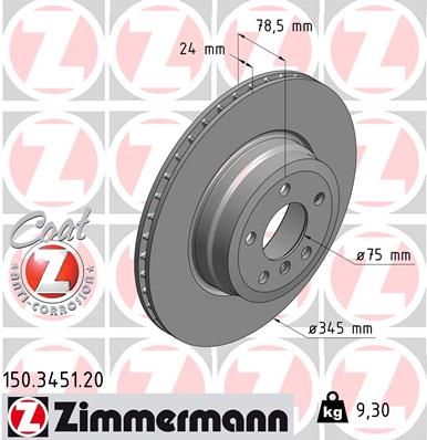 34 21 6 771971PD CROSS DRILLED X5 345MM ZIMMERMANN 150.3451.52