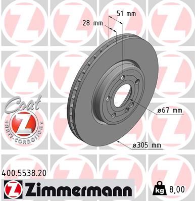 247 421 04 12 BRAKE DISC FRONT A/B CLASS - 5538  355.133-371