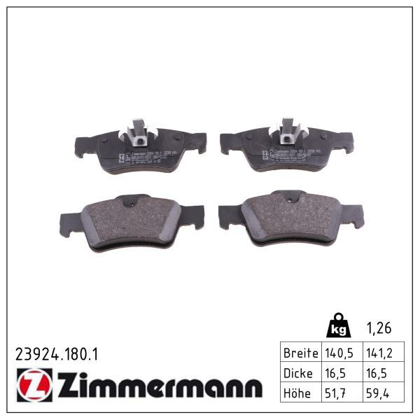 7219.2 ZI BRAKE PADS REAR W164 ZIMMERMANN 23924.180.1