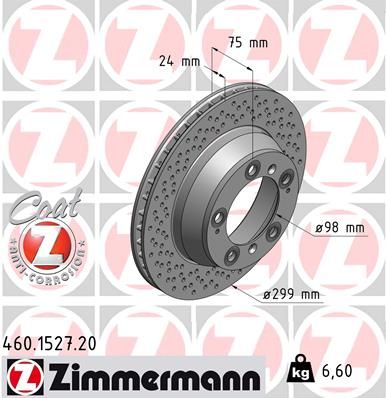 99635240104 ZI BRAKE DISC REAR  911  1527 ZIMMERMANN 460.1527.20