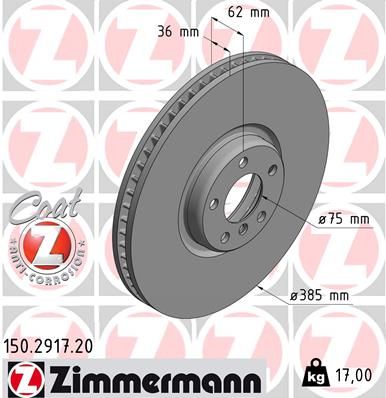 34 11 6 782067 ZI BRAKE DISC LHF X5 F15 - 2917 # ZIMMERMANN 150.2917.20