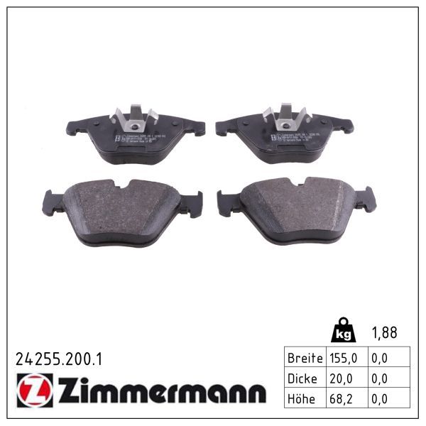7238.2 ZI BRAKE PADS FRONT E90/84 ZIMMERMANN 24255.200.1