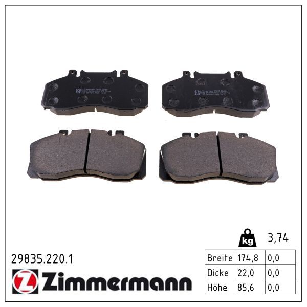 29835.220.1 ZI BRAKE PADS REAR SPRINTER # ZIMMERMANN 29835.220.1