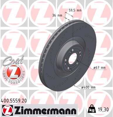 167 421 11 01 ZI BRAKE DISC FRONT 400MM - 5559 # ZIMMERMANN 400.5559.20