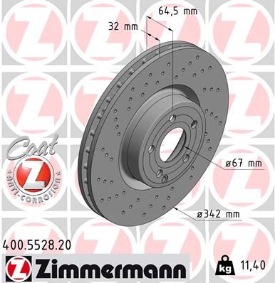 231 421 10 12 ZI BRAKE DISC FRONT - 5528 # ZIMMERMANN 400.5528.20
