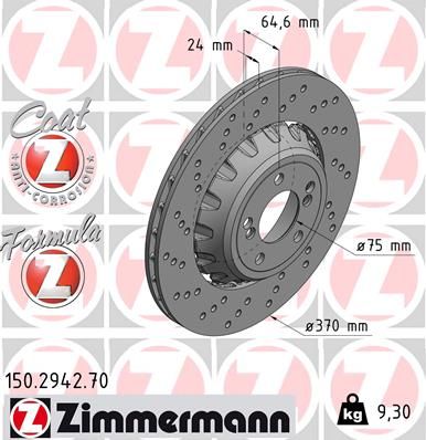 34 21 2 284811 ZI BRAKE DISC LHr 370mm F82 M4 - 2942 # ZIMMERMANN 150.2942.70