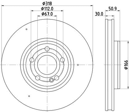 247 421 07 12 BRAKE DISC MERC # HELLA 355.133-051