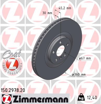 34 10 6 884002 ZI BRAKE DISC RHF 360mm JCW MINI/BMW1'F40 - 2978 #  150.2978.20