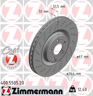 218 421 04 12 ZI FRONT DISC  5505  CLS350 W/AMG ZIMMERMANN 400.5505.20