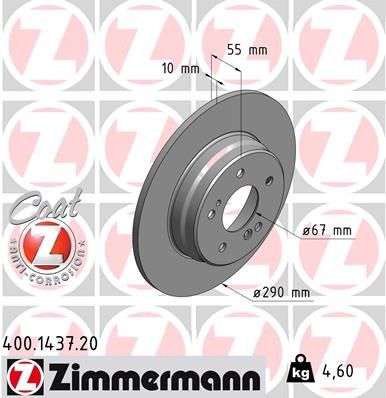 210 423 06 12 ZI BRAKE DISC REAR  W210 - 1437 ZIMMERMANN 400.1437.20
