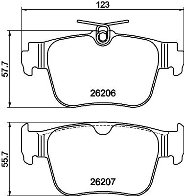 7355.2 BRAKE PADS REAR GOLF VIII 2021- # HELLA 8DB 355 040-851