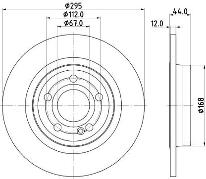 247 423 02 12 BRAKE DISC REAR 295MM - 5543 # HELLA 355.133-351