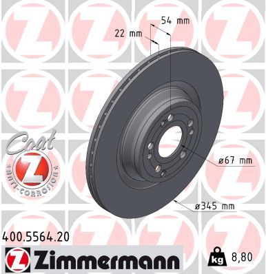 167 423 89 00 ZI BRAKE DISCS - 5564 # ZIMMERMANN 400.5564.20