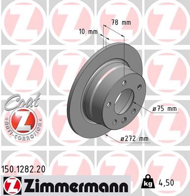 34 21 1 160809 ZI BRAKE DISC REAR  E36 316 1282 ZIMMERMANN 150.1282.20
