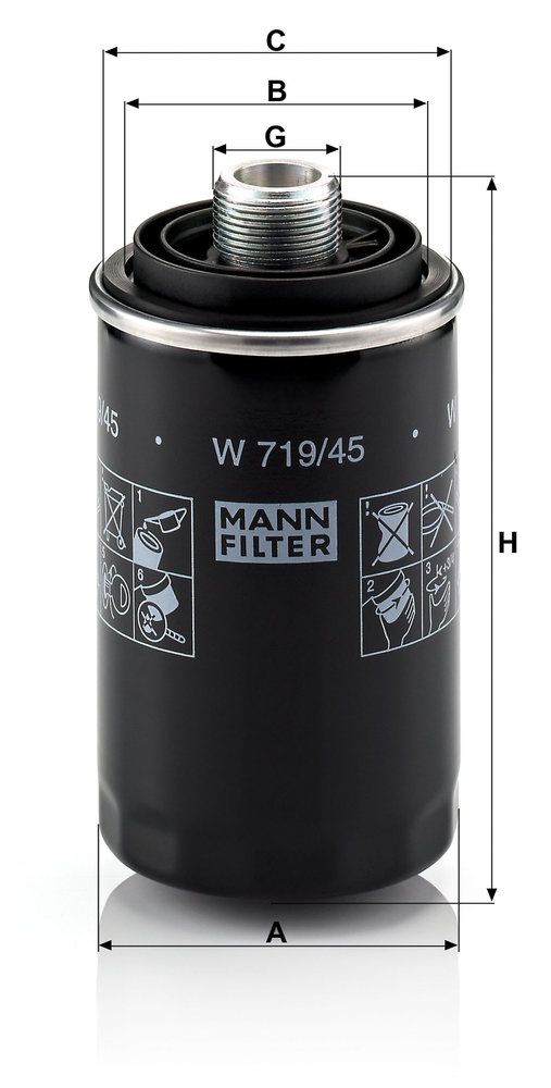06J 115 561B MA OIL FILTER - W719/45* # MANN HUMMEL W719/45