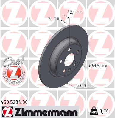LR114560 ZI BRAKE DISC REAR 2020-  5234  # ZIMMERMANN 450.5234.30