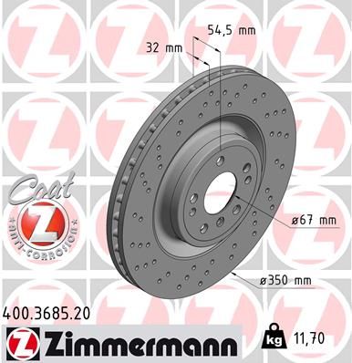 166 421 10 12 ZI BRAKE DISC FRONT W166 ML 350MM - 3685 ZIMMERMANN 400.3685.20