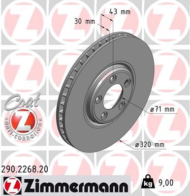 C2C8354 BRAKE DISC FRONT 'S' TYPE 320MM ZIMMERMANN 290.2268.52