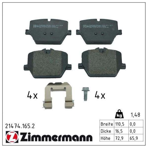5523.2 ZI BRAKE PADS REAR G20/42 330i/220i ZIMMERMANN 21474.165.2